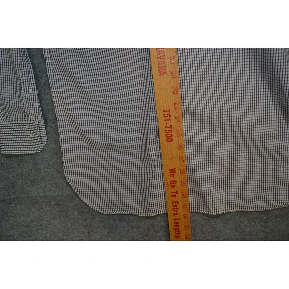Ermenegildo Zegna‎ Shirt Mens 16 41 Brown Check Long Sleeve Button Front